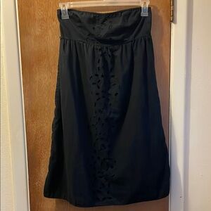 Old Navy Black Strapless Midi Dress A-Line Cocktail Sz M